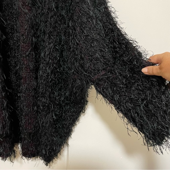 Masnada (Italy) Wool Cardigan Open Front Black/Bordo Size Medium - Picture 5 of 7